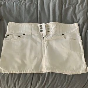 White jean mini skirt